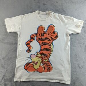 Vintage 90s Disney Tigger T-Shirt Mens XL White Distressed Graphic Pooh USA